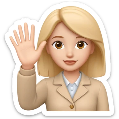 generate realistic detailed girl waving hi 3d style  sticker