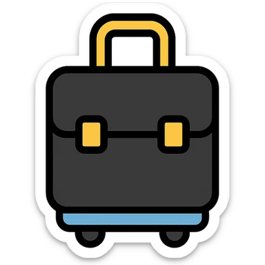 black hand bag luggage, color outline icon style sticker