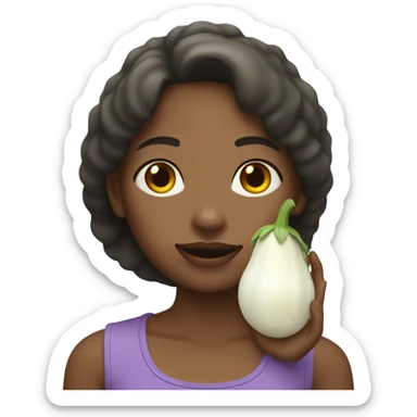 Girl holding a white eggplant  sticker