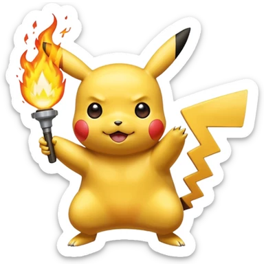 pokemon pikachu firing a flame beam sticker