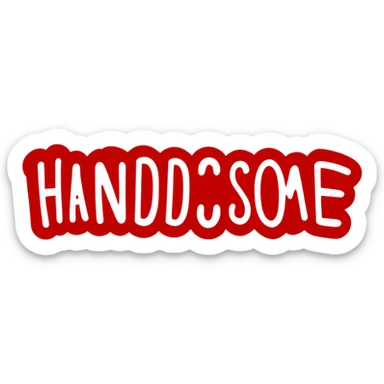 Word handsome with a heart sticker