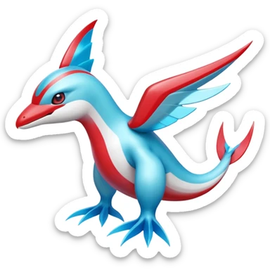 Iridescent shiny cyan red Palkia-Latios-Latias-Salamence-Cresselia-fusion  sticker