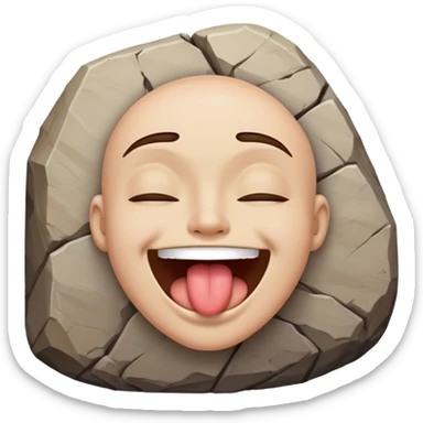 Smile face with tongue out and eyes closed with a rock sign sticker