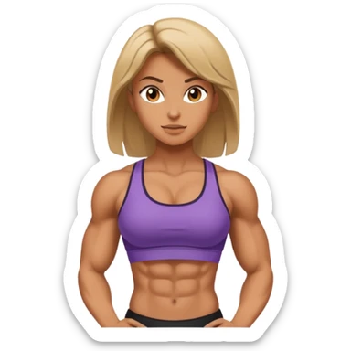 an extremely muscular girl with strong abs sticker