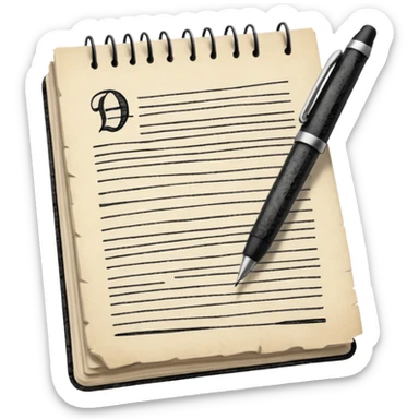 a paper manuscript that is a screenplay with a ballpoint pen sticker