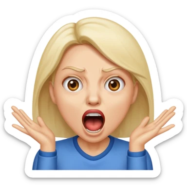 Woman jumping screaming “fraud” sticker