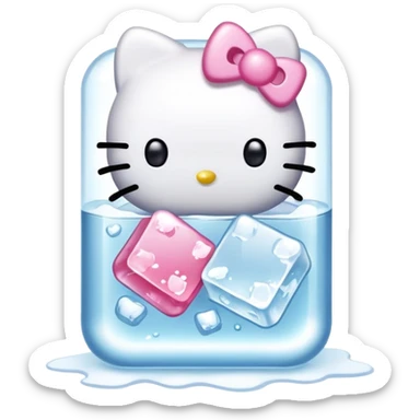 Kawaii hello kitty with ice cube sticker