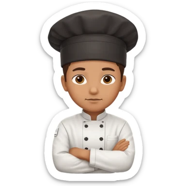 Serious Head Chef – arms crossed, clean uniform, focused expression sticker