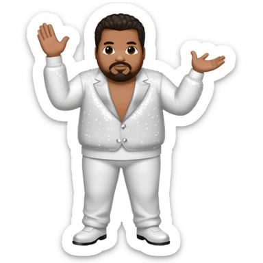 Fatman Scoop with dark brown hair, white sequin outfit sticker