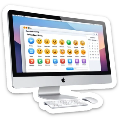online booking system interface on iMac screen sticker