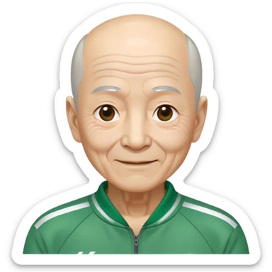 Oh Il-nam:  Age: 70s
Appearance: A frail old man with short gray bald hair, deep wrinkles, and a kind-looking smile.
Outfit: Green player tracksuit  sticker