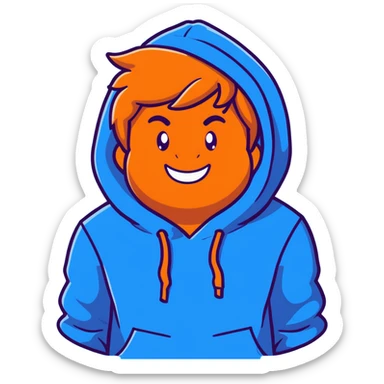 portrait of Mr. Beast, smiling, blue hoodie, energetic vibe sticker