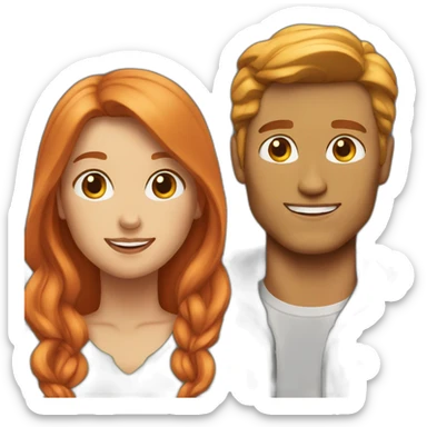 couple blondman cap and woman redhair sticker