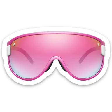 sporty pink shield visor sunglasses with metallic frame, athletic design, pink gradient one-piece lens sticker