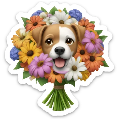 a bouquet of flowers but with dogs instead of flowers  sticker