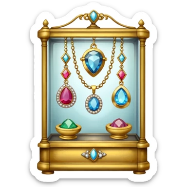 old jewelry in a glass showcase  sticker