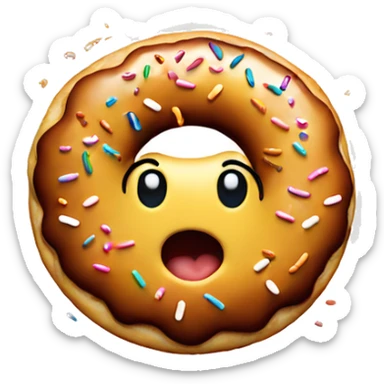 A happy donut with sprinkles in the shape of a smiley face sticker