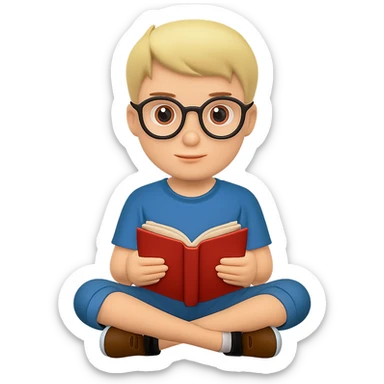 Add glasses to the boy in the style of emoji (apple style emojis). Keep the emoji style look and no background. sticker