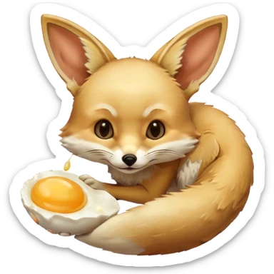 fennec eating an unpeeled raw egg sticker