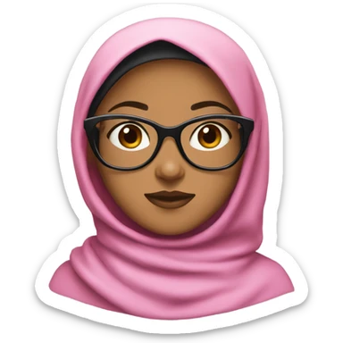 light brownskin girl with pink hijab and black glasses on sticker