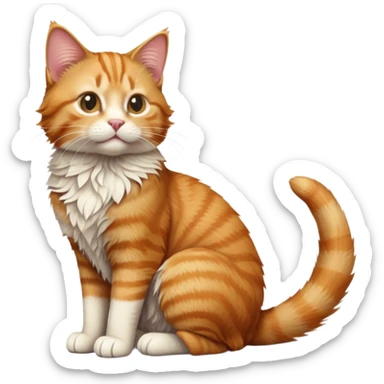 cinematic-[Ginger tabby cat]-realistic-full-body-sitting-emoji,-tail-curled-playfully-around-its-paws,-head-tilted-dramatically,-scruffy-[ginger]-fur,-simplified-yet-realistic-focused-features,-highly-detailed,-glowing-with-an-almost-sarcastic-glow sticker