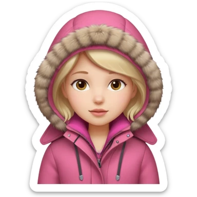 Girl wearing warm pink winter coat sticker