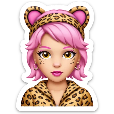 P!nk in leopard costumes with leopard headband sticker
