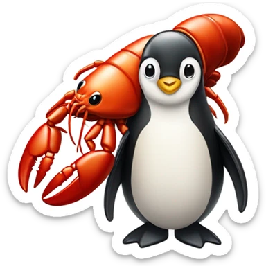 Crab stuffed lobster with a penguin on top sticker
