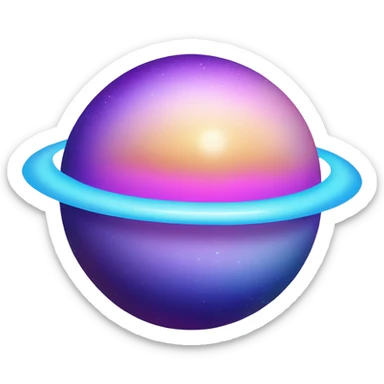 sparkly glittery blue purple and pink gradient planet with a cheesey saturn ring sticker
