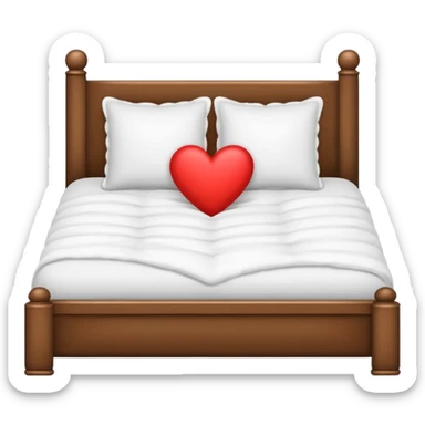white bed with heart sticker