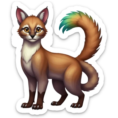 dark fruity white glorious iridescent divine exotic cool beautiful beautiful fantasy-caracal-civet-genet-sergal-vernid-Gryphon-Cacomistle-Trico-oncilla-animal-Fakémon-hybrid-fursona (full body) sticker