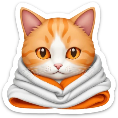 Cat cuddled up in a blanket sticker