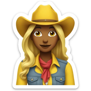 cowgirl in yellow with yellow hat  sticker