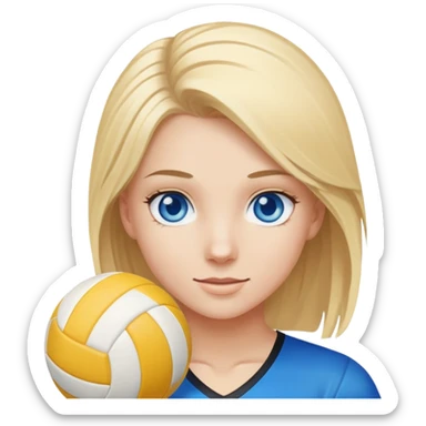 Blond girl blue eyes playin volley sticker