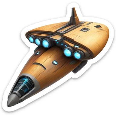 Futuristic Photographic quality Painted Flying Starship spacecraft wooden  sticker