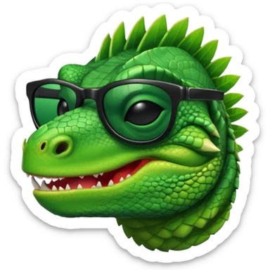 capitalist iguana head with black sunglasses smiling sarcastically sticker