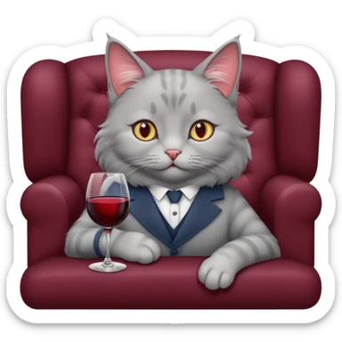 gray Cat On A Couch With Wine sticker