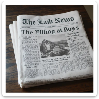 a classic newspaper, folded, with visible headlines, realistic style sticker