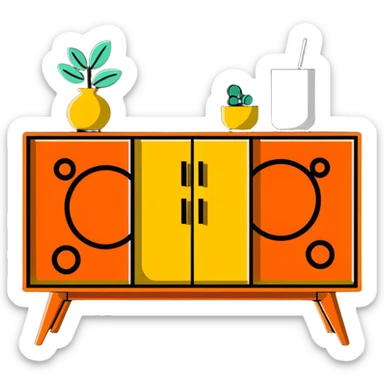 Mid century sideboard with geometric pattern sticker