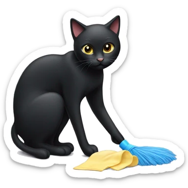 black cat cleaning sticker