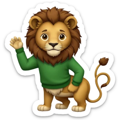 lion wearing green jumper sticker