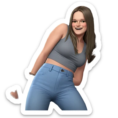 girls with long hair smiling sticker