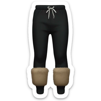 Black sweatpants with fur cuffs on the bottom of the pants legs sticker