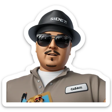 cool guy with sunglasses and hat sticker