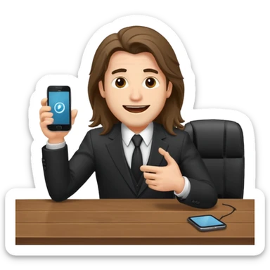 office-boss-suit-excited-phone-desk-long-haired-man sticker