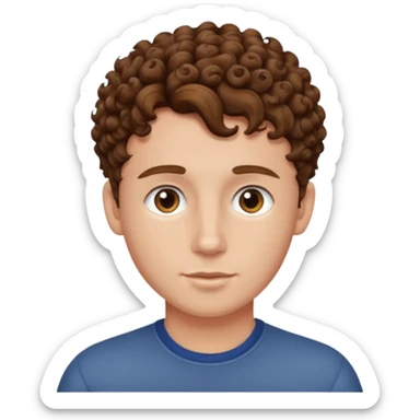 Create an emoji of YouTuber DavidMC's face - he has hair with short sides but a curly top, it is brown sticker