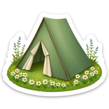 small triangular tent in a meadow sticker