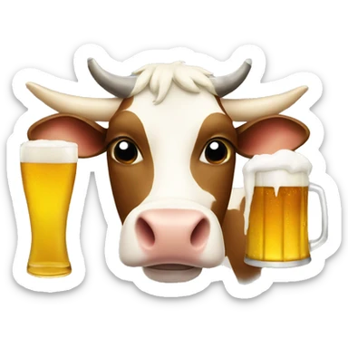 A cow drinking a beer  sticker
