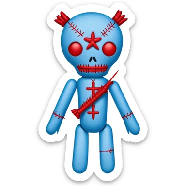 carolina blue and red voodoo doll sticker