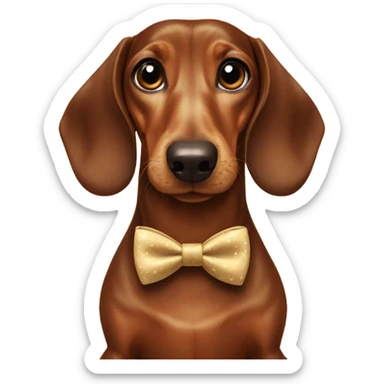 Brown dachshund with bow tie sticker